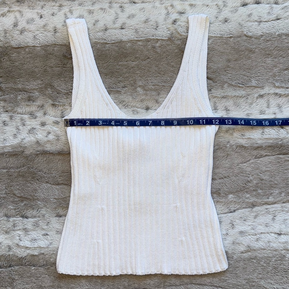 VINCE Rib Tie Back Cotton Blend Tank Top in Optic White Size XS - Picture 9 of 14
